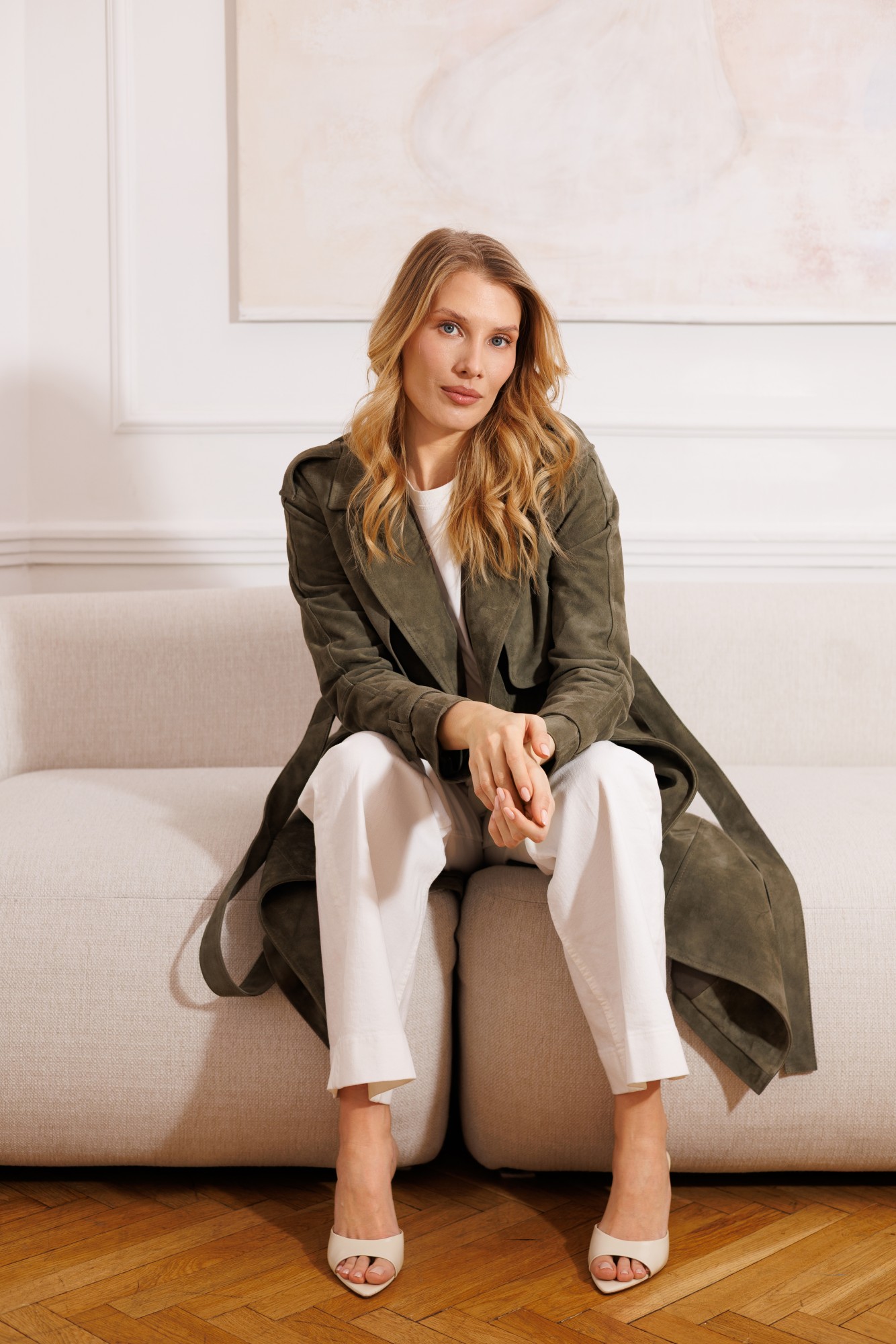 Damski płaszcz skórzany DF 847