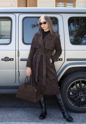 Damski płaszcz skórzany DF 001