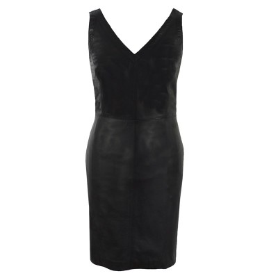Damska czarna sukienka skórzana DT 608